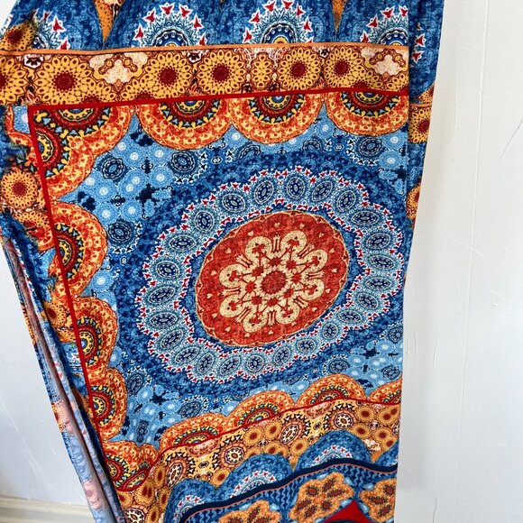 Rouge Collection Boho Colorful Print Halter Stretch Maxi Dress 2X - Picture 3 of 4